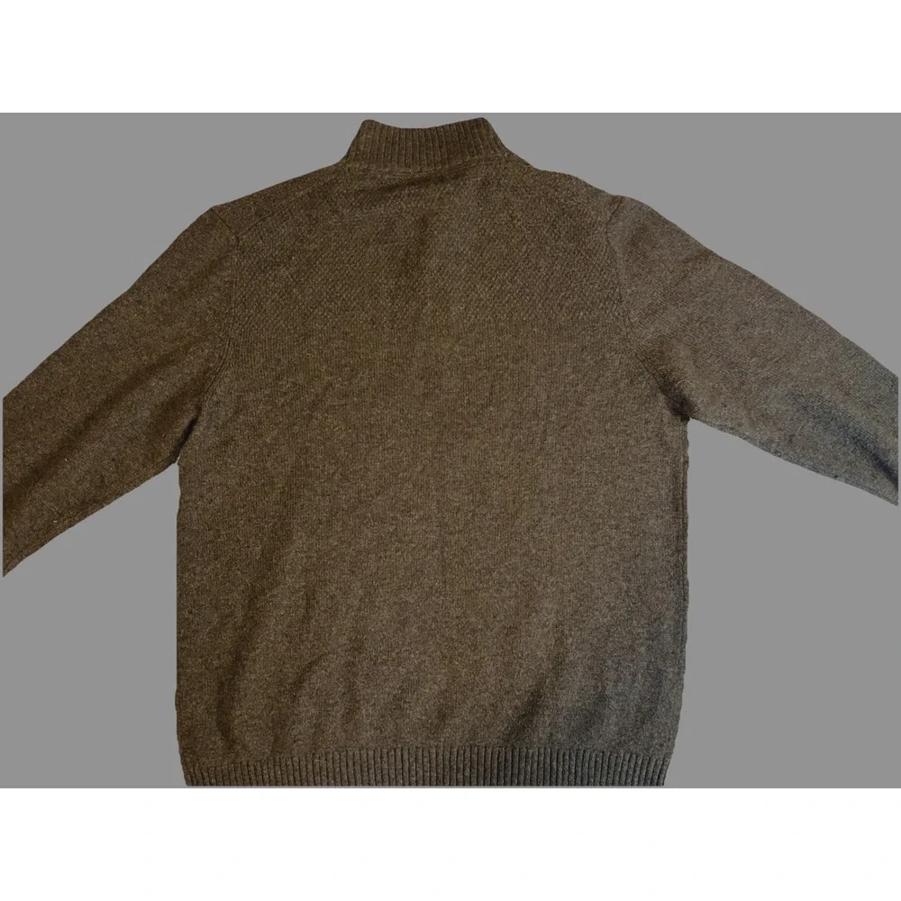 Telluride Brown Sweater Mens XL Brown Lambswool Blend 1/4 Quarter Button XL